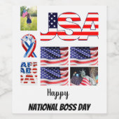 Persoonlijke Nationale Baasdag 8 Foto Collage Wijn Etiket (Enkel label)