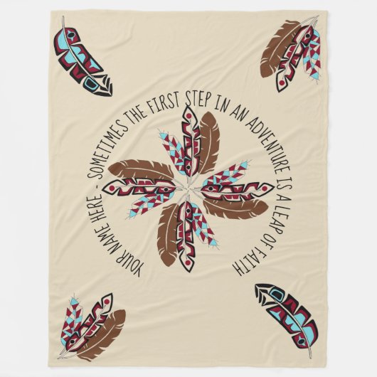 Persoonlijke Native American Feather Blanket Fleece Deken (Voorkant)