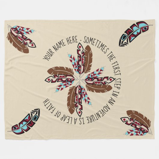 Persoonlijke Native American Feather Blanket Fleece Deken (Voorkant (Horizontaal))