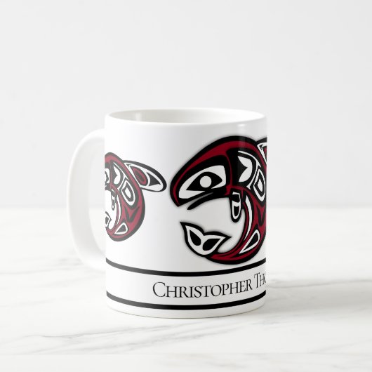 Persoonlijke Native American Orca Killer Whale Koffiemok (Voorkant links)