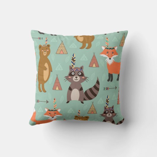 Persoonlijke Native Forest Friends Pillow Kussen (Achterkant)