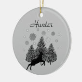 Persoonlijke Natuur met kerstmis van Deer Wildlife Keramisch Ornament (Links)