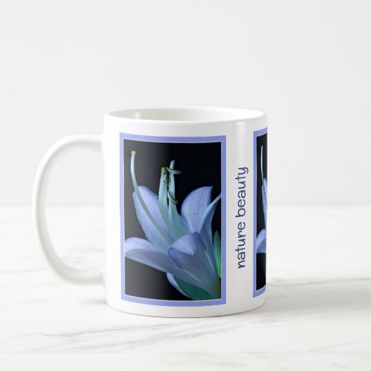 Persoonlijke Natuur Schoonheid Hosta Bloem in Blau Koffiemok (Links)