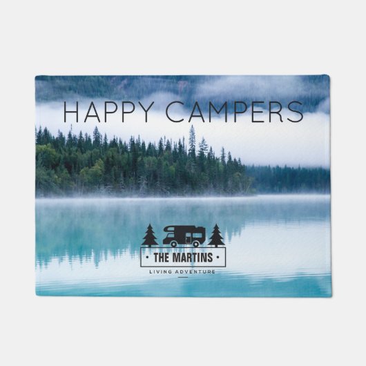 Persoonlijke Natuur voor deurmat | Happy Campers L (Voorkant)