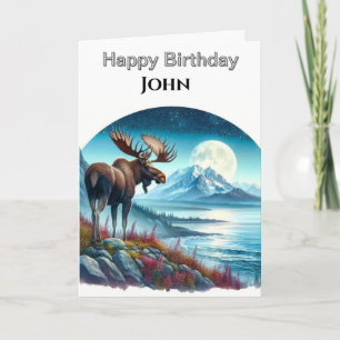 Persoonlijke natuurverjaardag 'Eland 's nachts Kaart