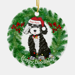 Persoonlijke Naughty Bernedoodle Keramisch Ornament