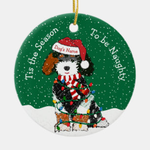 Persoonlijke Naughty Bernedoodle Keramisch Ornament