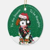 Persoonlijke Naughty Bernedoodle Keramisch Ornament (Links)