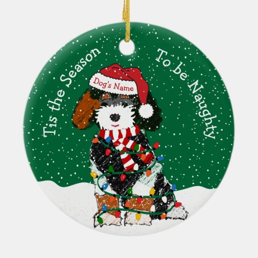 Persoonlijke Naughty Bernedoodle Keramisch Ornament (Achterkant)