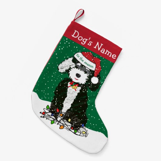 Persoonlijke Naughty Bernedoodle Kleine Kerstsok (Voorkant (Hangend))