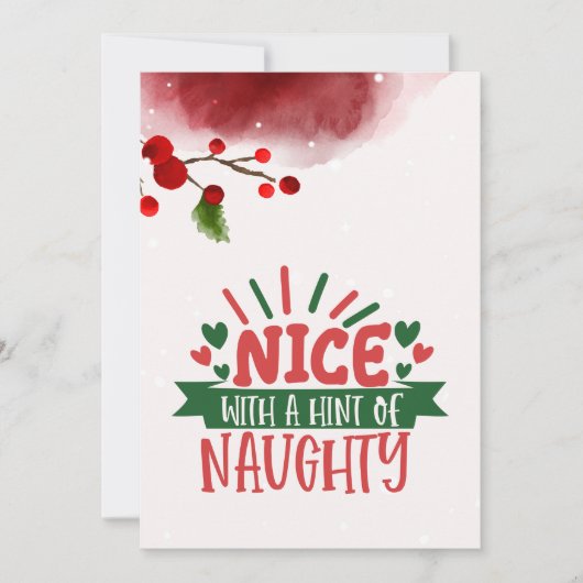 Persoonlijke Naughty But Nice Platte Kerstkaart (Voorkant)