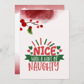 Persoonlijke Naughty But Nice Platte Kerstkaart (Voorkant / Achterkant)
