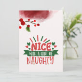Persoonlijke Naughty But Nice Platte Kerstkaart (Staand voorkant)