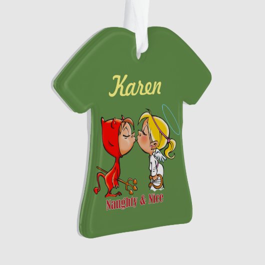 Persoonlijke Naughty & Nice Devil Angel Ornament (voorkant)