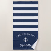 Persoonlijke Nautical "Bridesmate" Bridesmaid Strandlaken (Voorkant)