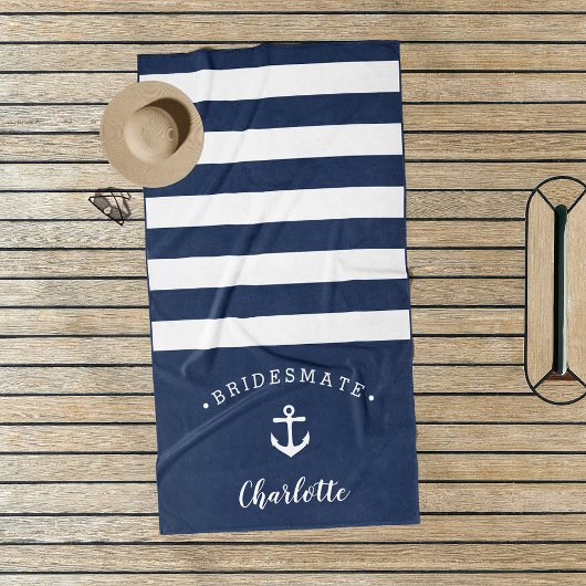 Persoonlijke Nautical "Bridesmate" Bridesmaid Strandlaken