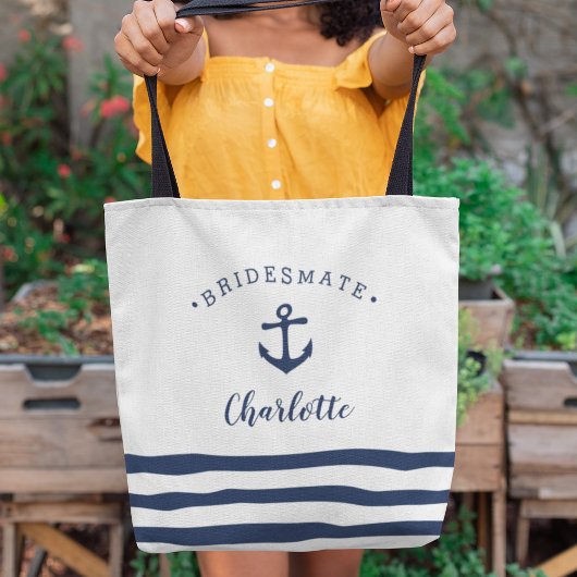 Persoonlijke Nautical "Bridesmate" Bridesmaid Tote Bag