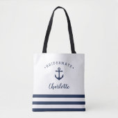 Persoonlijke Nautical "Bridesmate" Bridesmaid Tote Bag (Voorkant)