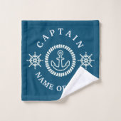 Persoonlijke Nautical Captain/Boat Name Editable Bad Handdoek (Wasdoekje)