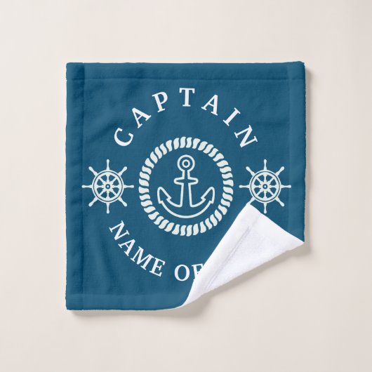 Persoonlijke Nautical Captain/Boat Name Editable Bad Handdoek (Wasdoekje)
