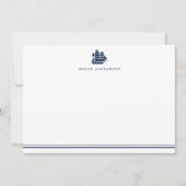 Persoonlijke Nautical Navy en White Stationery Notitiekaartje (Voorkant)