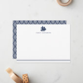 Persoonlijke Nautical Navy en White Stationery Notitiekaartje (Voorkant / Achterkant in situ)