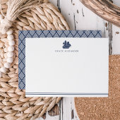 Persoonlijke Nautical Navy en White Stationery Notitiekaartje