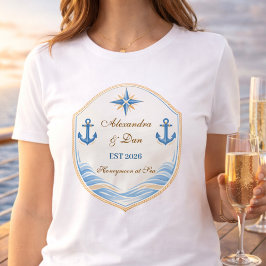 Persoonlijke nautische huwelijksreis wapenschild Tri-Blend shirt