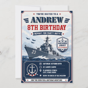 Persoonlijke Navy Army Schip Verjaardag  Kaart