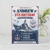 Persoonlijke Navy Army Schip Verjaardag Kaart (Staand voorkant)