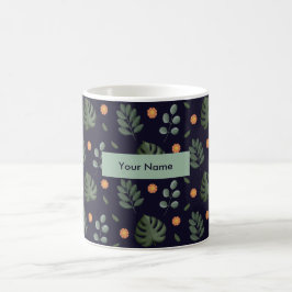 Persoonlijke Navy Blauwe Botanische Bloemenmok Koffiemok