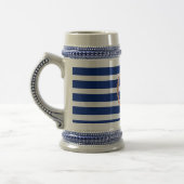 Persoonlijke Navy Blauwe Gestreepte Anker 1 Stein Bierpul (Links)