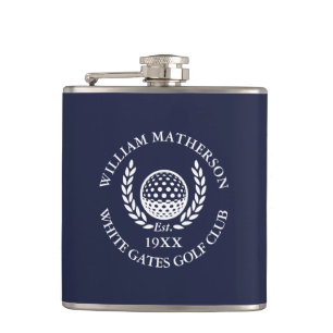 Persoonlijke Navy Blauwe Golfclubnaam Heupfles