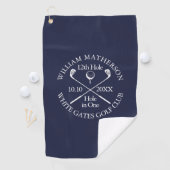 Persoonlijke Navy Blauwe Hole in One Golfhanddoek (Insitu)