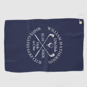 Persoonlijke Navy Blauwe Hole in One Golfhanddoek (Horizontaal)