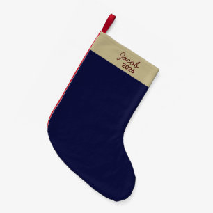 Persoonlijke navy-blauwe kerstsok met naam kleine kerstsok