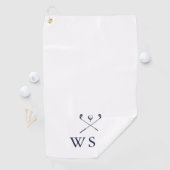 Persoonlijke Navy Blauwe Monogram Golfclubs Golfhanddoek (Insitu)