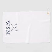 Persoonlijke Navy Blauwe Monogram Golfclubs Golfhanddoek (Horizontaal)