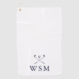 Persoonlijke Navy Blauwe Monogram Golfclubs Golfhanddoek