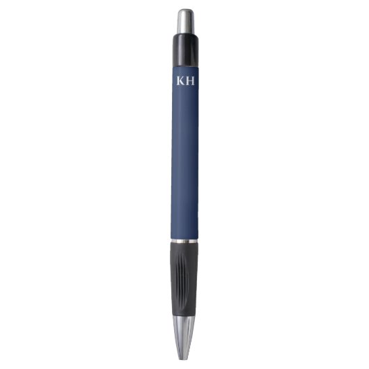 Persoonlijke Navy Blauwe Monogram Schrijfstijl Pen (Voorkant Verticaal)