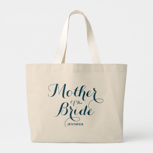 Persoonlijke Navy blauwe trouwmoeder van de bruid Grote Tote Bag (Achterkant)