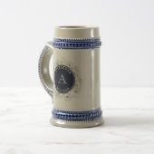 Persoonlijke Navy Bloemstuk Bruidsjonker Gift Stei Bierpul (Voorkant links)
