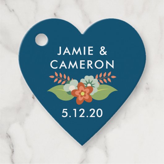 Persoonlijke Navy Blue Bloem Geschenklabels Bedankjes Labels (Voorkant)