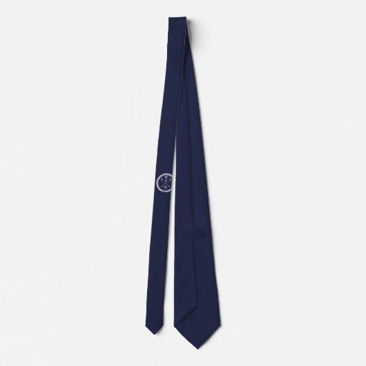 Persoonlijke Navy Blue Monogram Eerste Letters Gol Stropdas (Achterkant)