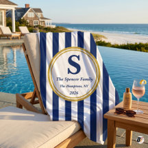 Persoonlijke Navy Cabana Streep Gouden Monogram Fa