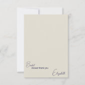 Persoonlijke Navy en Crème Blank Bruidsdouche  Bedankkaart (Voorkant)