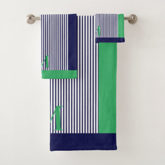 Persoonlijke Navy En Zee Groen Esthetisch Bad Handdoek