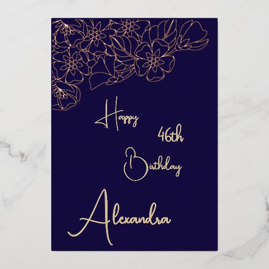 Persoonlijke Navy & Gold Genoemd & Ouderdom Kaart (Voorkant)