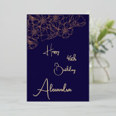 Persoonlijke Navy & Gold Genoemd & Ouderdom Kaart (Staand Voorkant)