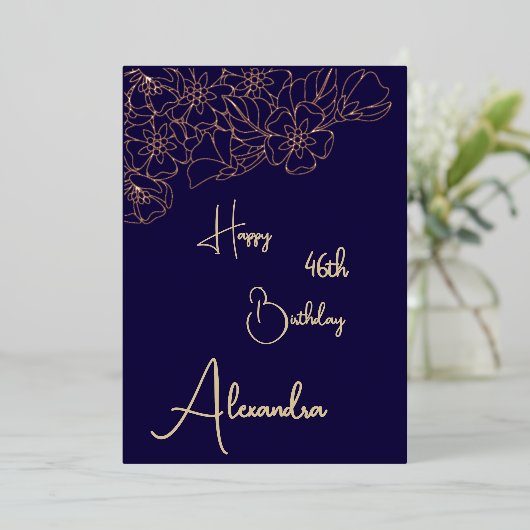 Persoonlijke Navy & Gold Genoemd & Ouderdom Kaart (Staand Voorkant)